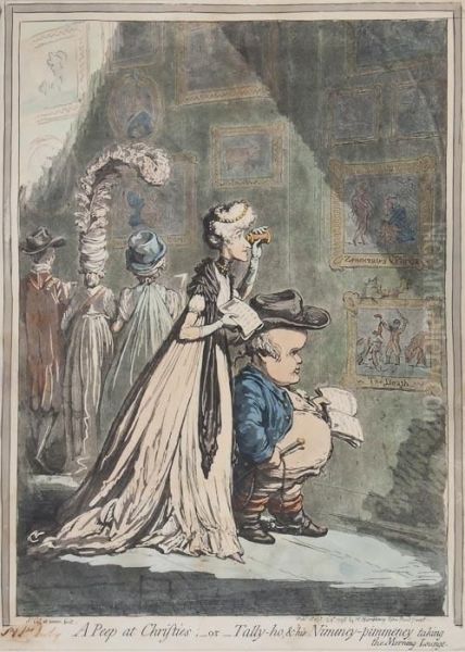 A Peep At Christies Oil Painting by James Gillray