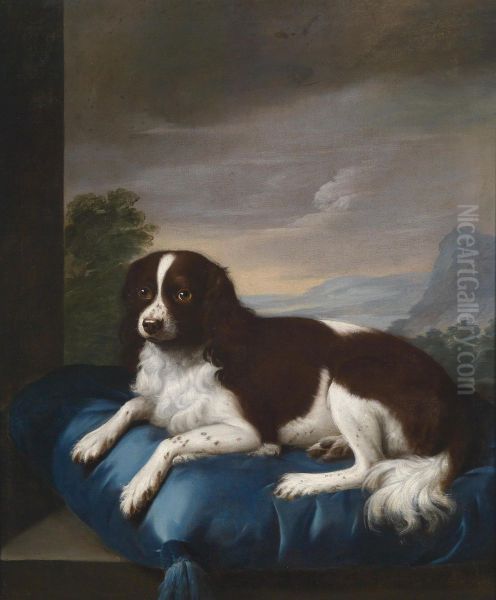 An English Springer Spaniel On Acushion by Sawrey Gilpin