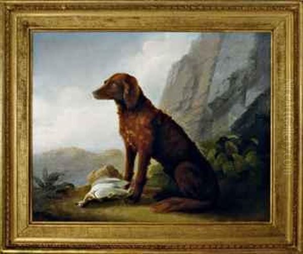 A Hunting Dog With Its Prey In A Landscape Oil Painting by Sawrey Gilpin