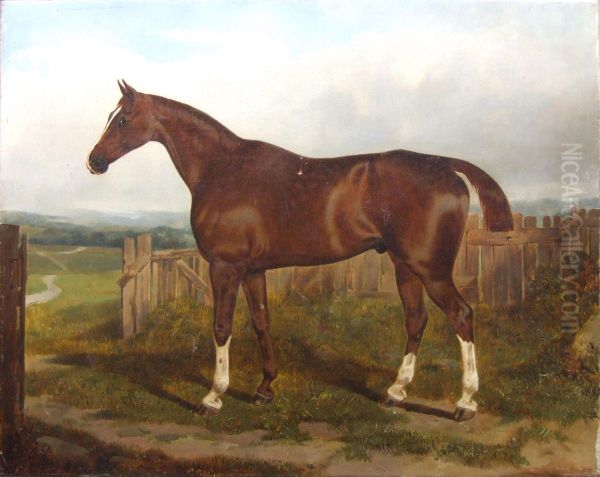 Portrait Of A Chestnut Hunter In Landscape Oil Painting by Sawrey Gilpin