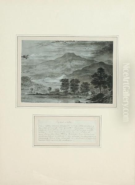 Rydal Water, Grasmere, Windermere, Cromack Water, Keswick, And Derwent Water, A Set Of Six Interesting Landscape Views, Taken From A Larger Series, Each Accompanied By A Descriptive Verse Or Text Oil Painting by William Gilpin