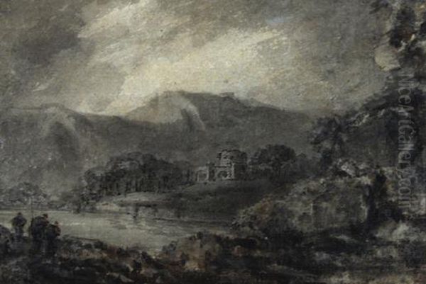 Castle In A Welsh Landscape Oil Painting by William Gilpin