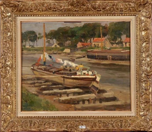 Sur Le Chenal A Nieuport Oil Painting by Victor Gilsoul