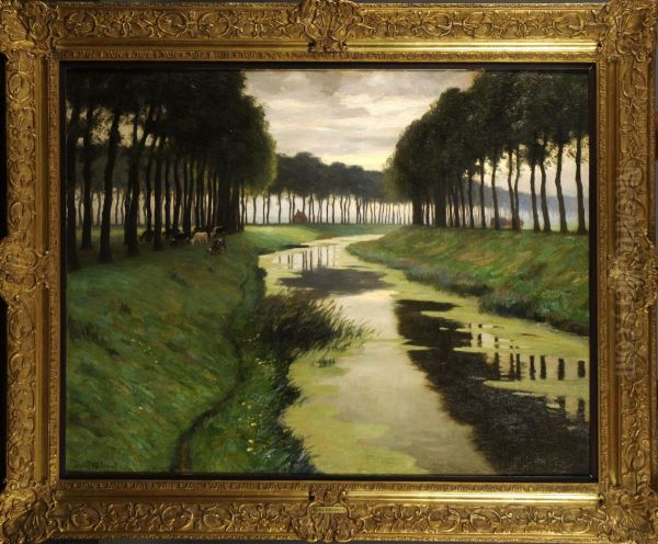 Canal En Flandres Oil Painting by Victor Gilsoul