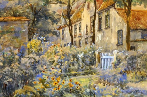 Jardin Au Beguinage De Bruges Oil Painting by Ketty Gilsoul-Hoppe