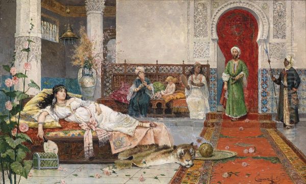 A Visit To Theharem Oil Painting by Juan Gimenez y Martin