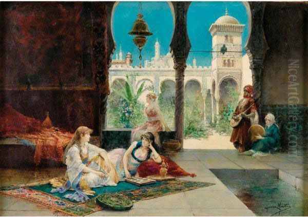 Scene De Harem Oil Painting by Juan Gimenez y Martin