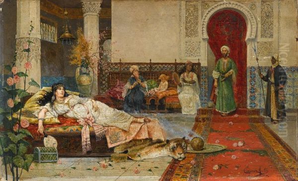 Harem Scene Oil Painting by Juan Gimenez y Martin