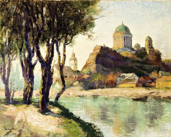 Esztergom Latkepe Oil Painting by Lajos Gimes