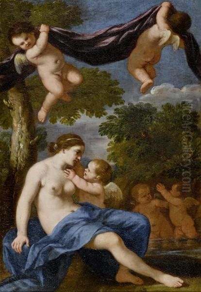 Venus And Cupid Oil Painting by Giacinto Gimignani