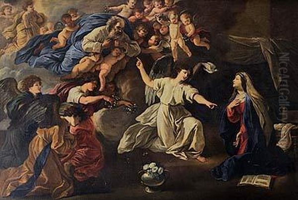 La Anunciacion Con Dios Padre Y Angeles Oil Painting by Ludovico Gimignani