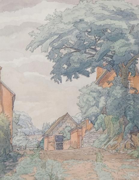 Farmhouses Oil Painting by Charles Ginner