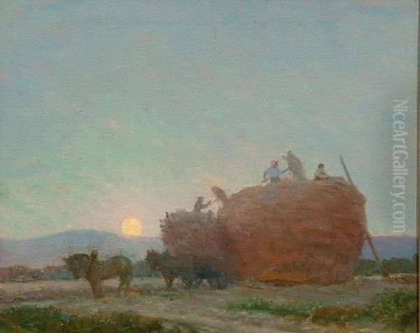 Harvest Moon, Sussex Oil Painting by Louis Ginnett