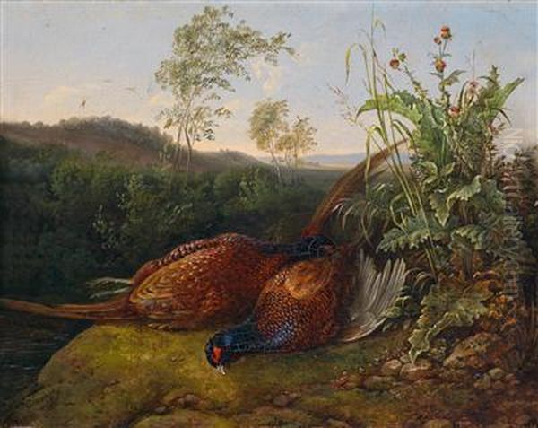 Jagdstillleben Oil Painting by Josef Ginovszky