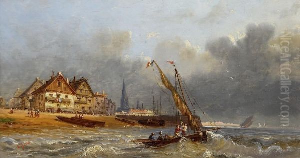 Bateaux De Peche En Bord De Mer Oil Painting by A. Gins