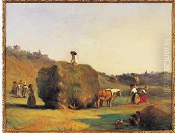 Gintrac La Moisson Oil Painting by Jean-Louis Gintrac-Jouasset