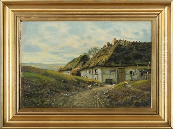 Exterior From A Farm Oil Painting by Aage Giodesen