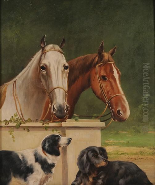 Cavalli E Cani Oil Painting by Edoardo Gioia