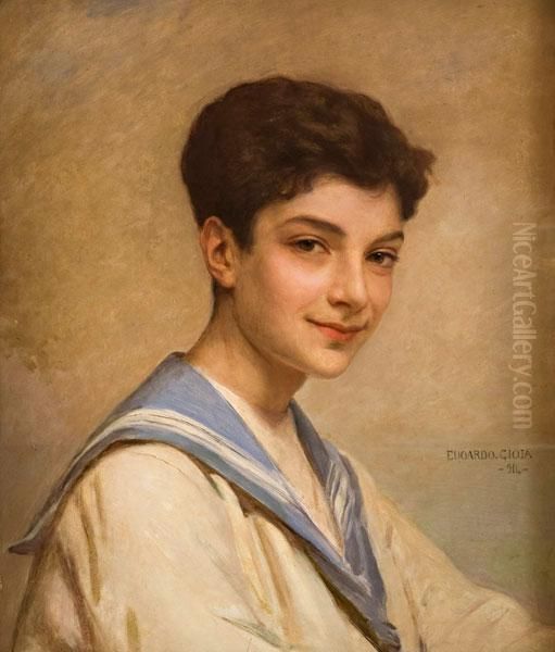 Ritratto Di Ragazzo Alla Marinaretto Oil Painting by Edoardo Gioia