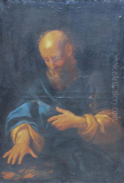 Saint Holding Hand Over Fire Oil Painting by Luca Giordano