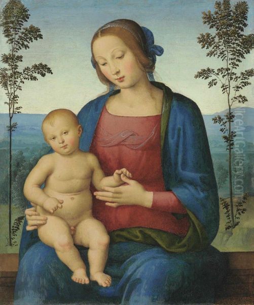 The Madonna And Child In A Landscape Oil Painting by Giovanni Di Pietro