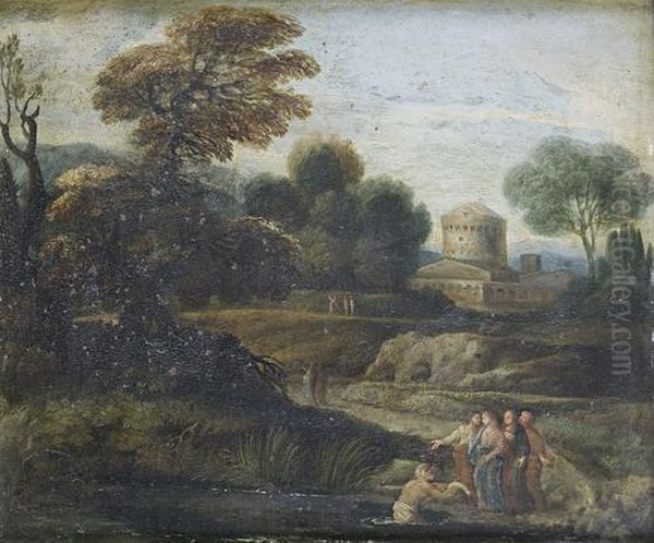 An Italianate Landscape With The Calling Ofsaint Peter Oil Painting by Giovanni Francesco Grimaldi