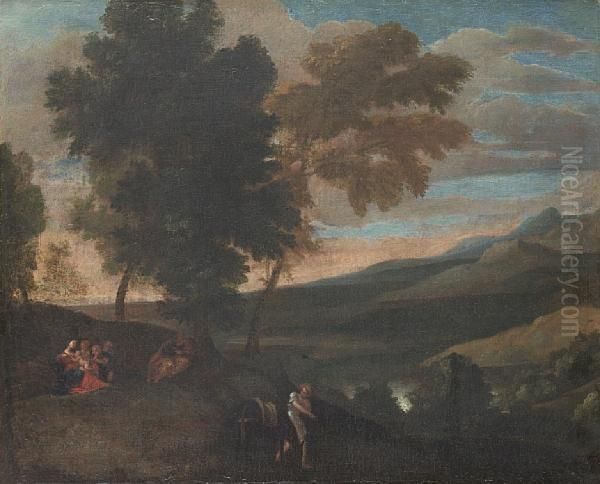 The Flight Into Egypt Oil Painting by Giovanni Francesco Grimaldi