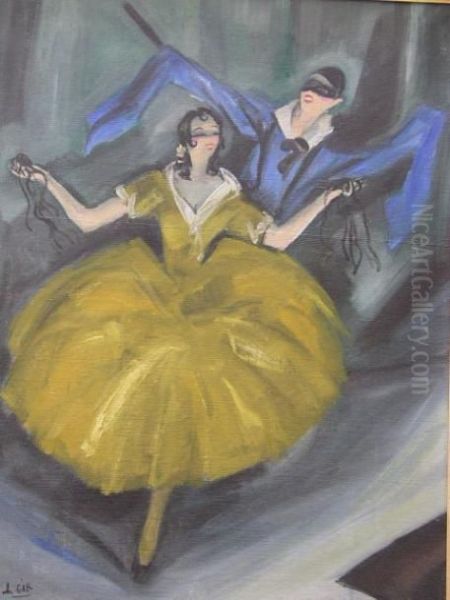 Danseurs Masques Oil Painting by Charles F. Girard Gir