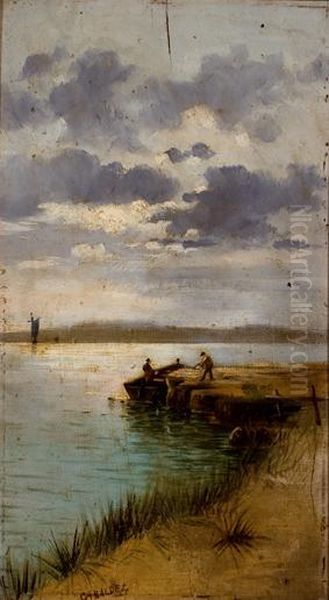 Pescando Oil Painting by Adolfo Giraldez Y Penalver