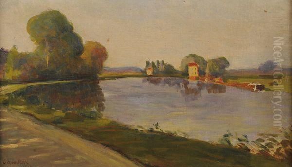 La Seine Aux Environs De Mantes Oil Painting by Leon Giran-Max