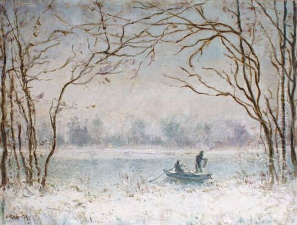 Etang Sous La Neige Oil Painting by Leon Giran-Max