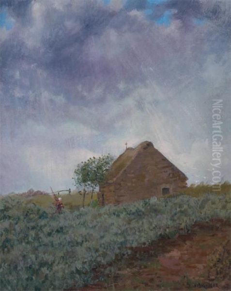 Retour A La Chaumiere Avant L'orage Oil Painting by Leon Giran-Max