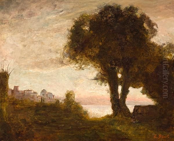 Au Soir Pres D'un Lac Oil Painting by Albert Girard