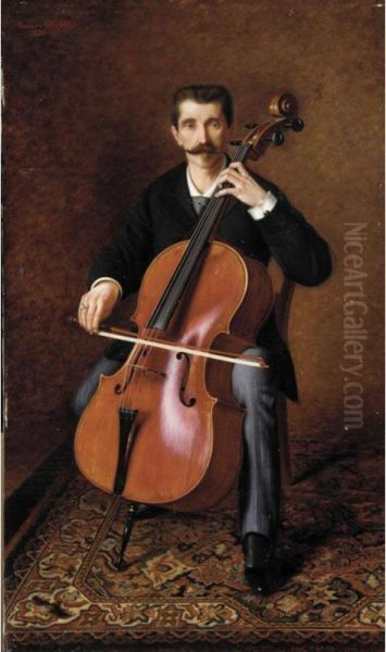 Portrait Of A Cellist Oil Painting by Alexandre Girardet