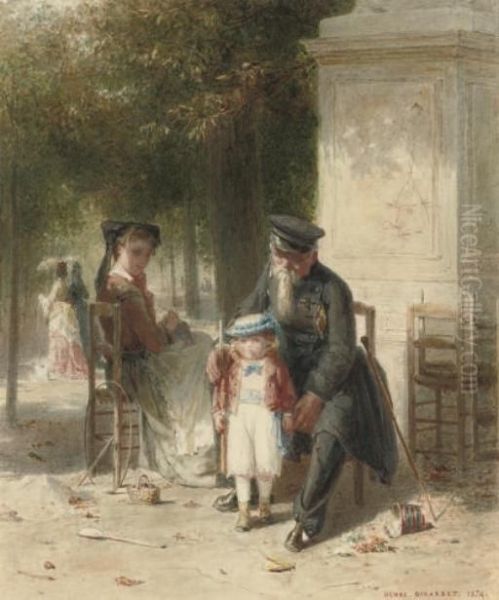 The Little Soldier, Jardin Du Luxembourg, Paris Oil Painting by Henri Leopold Girardet