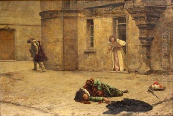 Le Duel Oil Painting by Jules Girardet