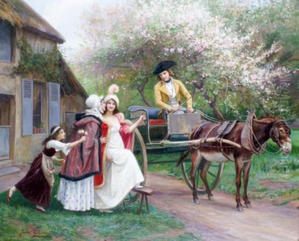 Le Depart En Caleche Oil Painting by Jules Girardet