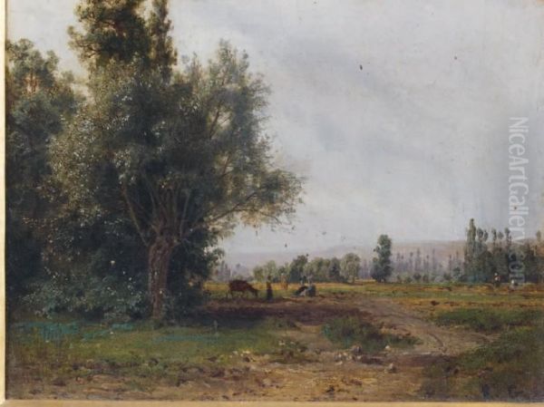 Paysage Aux Bergeres Oil Painting by Karl Girardet