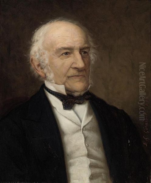 Portrait Of William Ewart Gladstone (1809-1898) Oil Painting by Ernest Gustave Girardot