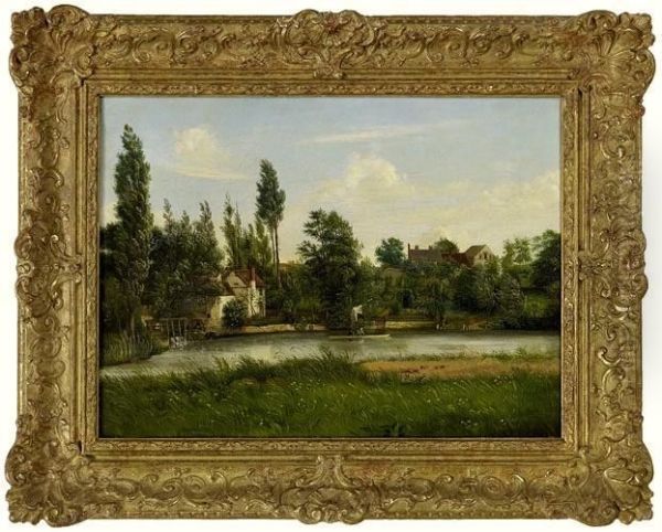 Englische Flusslandschaft Oil Painting by Ernest Gustave Girardot