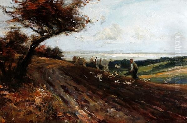 Autumn Ploughing Oil Painting by Georges Girardot