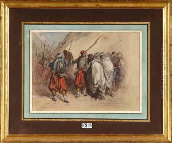 Tirailleurs Arabes Oil Painting by Eugene Pierre Francois Giraud