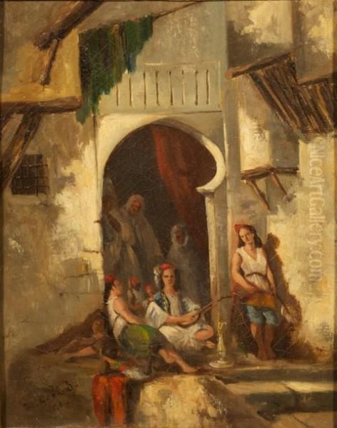 Musiciennes Aux Portes Du Palais Oil Painting by Eugene Pierre Francois Giraud