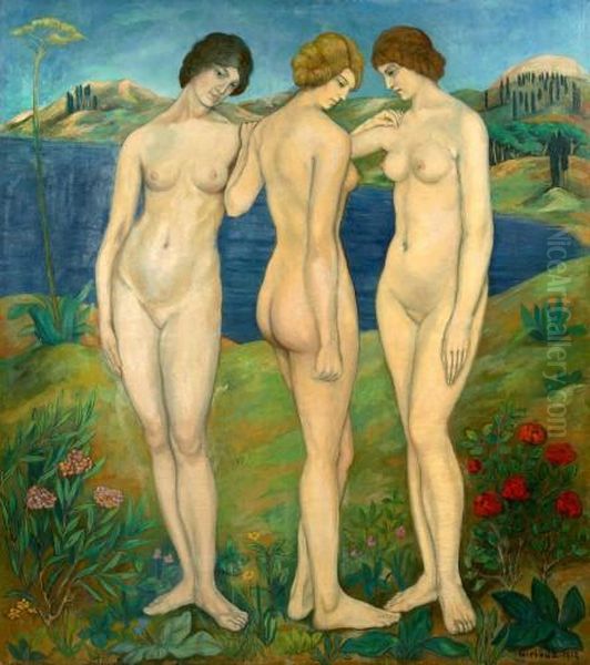 Les Trois Graces Oil Painting by Pierre Paul Girieud