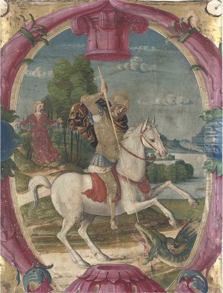 Saint George And The Dragon Oil Painting by Girolamo dai Libri