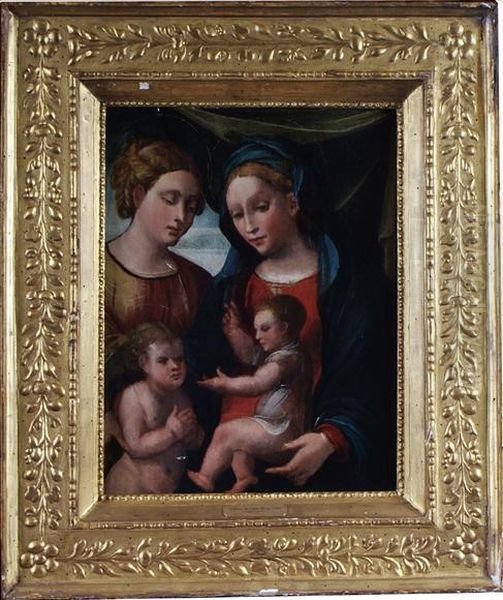 The Madonna And Child With St Elizabeth And John Thebaptist by Girolamo dai Libri