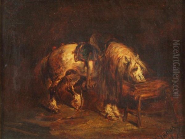 Cheval A L'ecurie Oil Painting by Achille Giroux