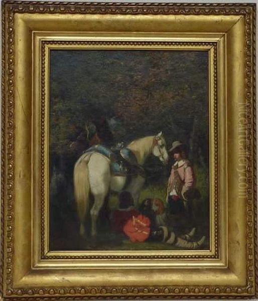  Chasseurs Au Repos  Oil Painting by Achille Giroux