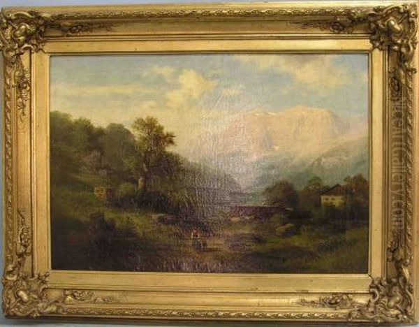 Landschaft Aus Der Gegend Von Aussee /steiermark Oil Painting by Bernhard Girscher