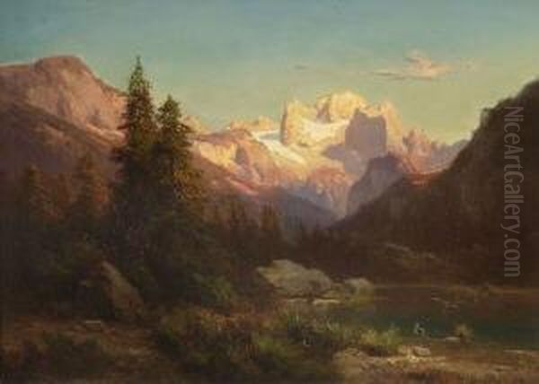 Gebirgslandschaft Oil Painting by Bernhard Girscher